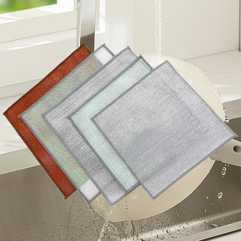 Kain Pembersih Warna-warni Perunggu Kain Piring Kawat Perak Dua Sisi